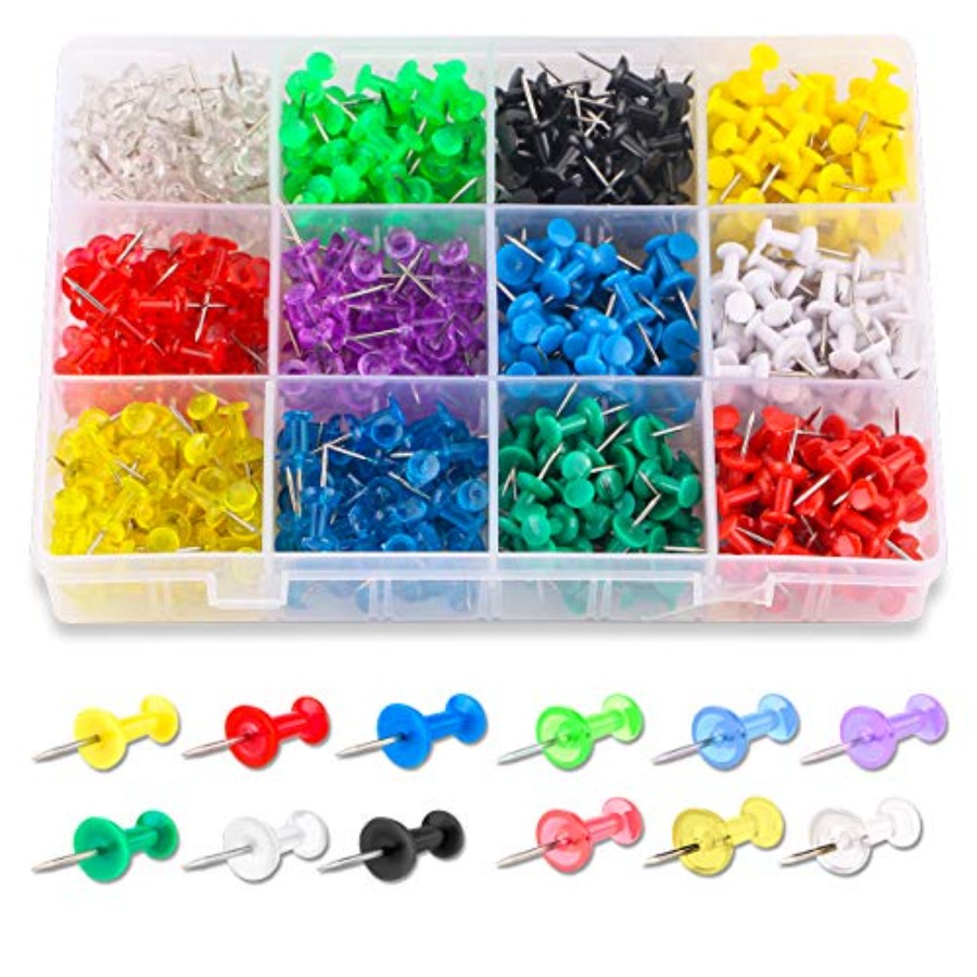 Head Pin Assorted - Push Pins Color Thumb Tacks 600-Count