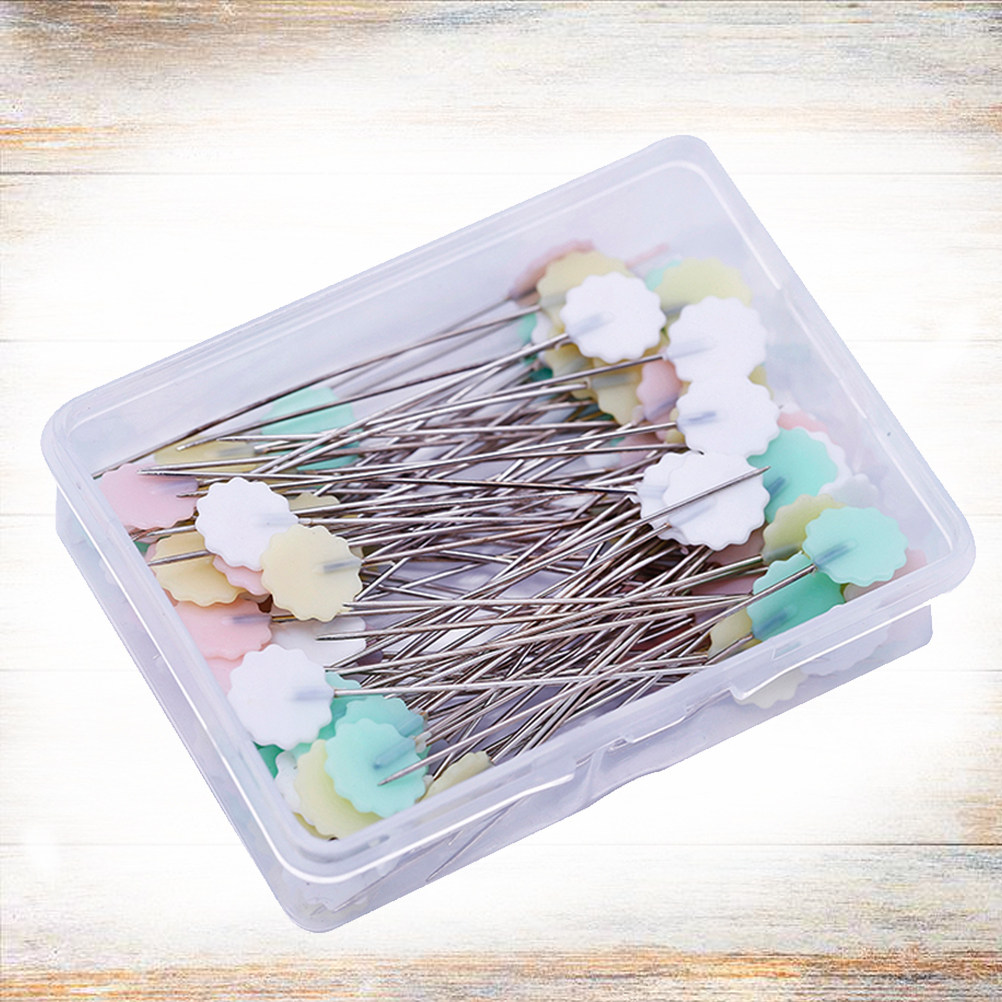 Head Pin Assorted - 50Pcs Assorted Bright Flat Flower Head