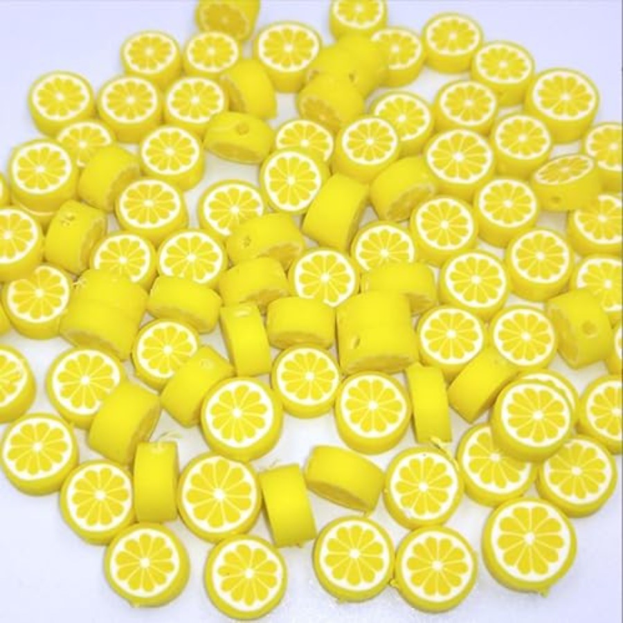 Jewelry Making Supplies - 200Pcs Yellow Lemon Polymer Clay Beads
