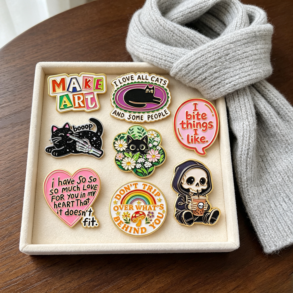 Jewelry Making Quotes - 'MAKE ART' Positive Quote Enamel Pins