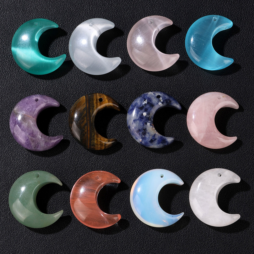 Jewelry Making Drill - 2PCS Natural Crescent Moon Charm Bead
