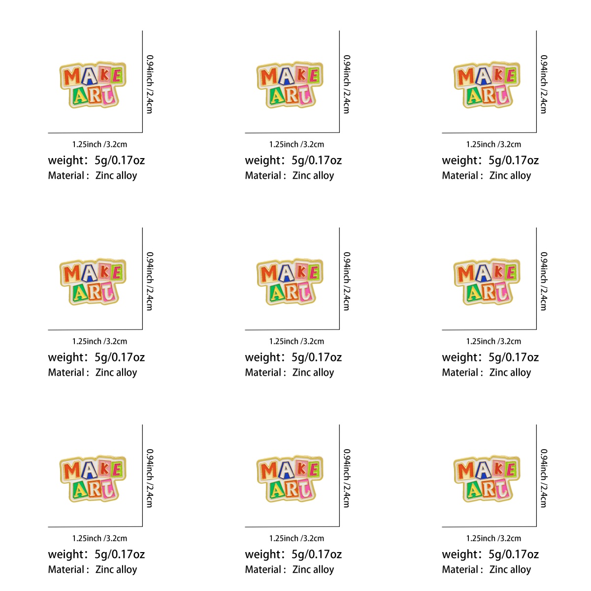 9pcs MAKE ART Enamel Pin Set C – Jewelry Making Quotes recenzja i cena