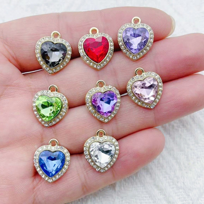 10pcs heart-shaped inlaid colo – Jewelry Making Factory recenzja i cena