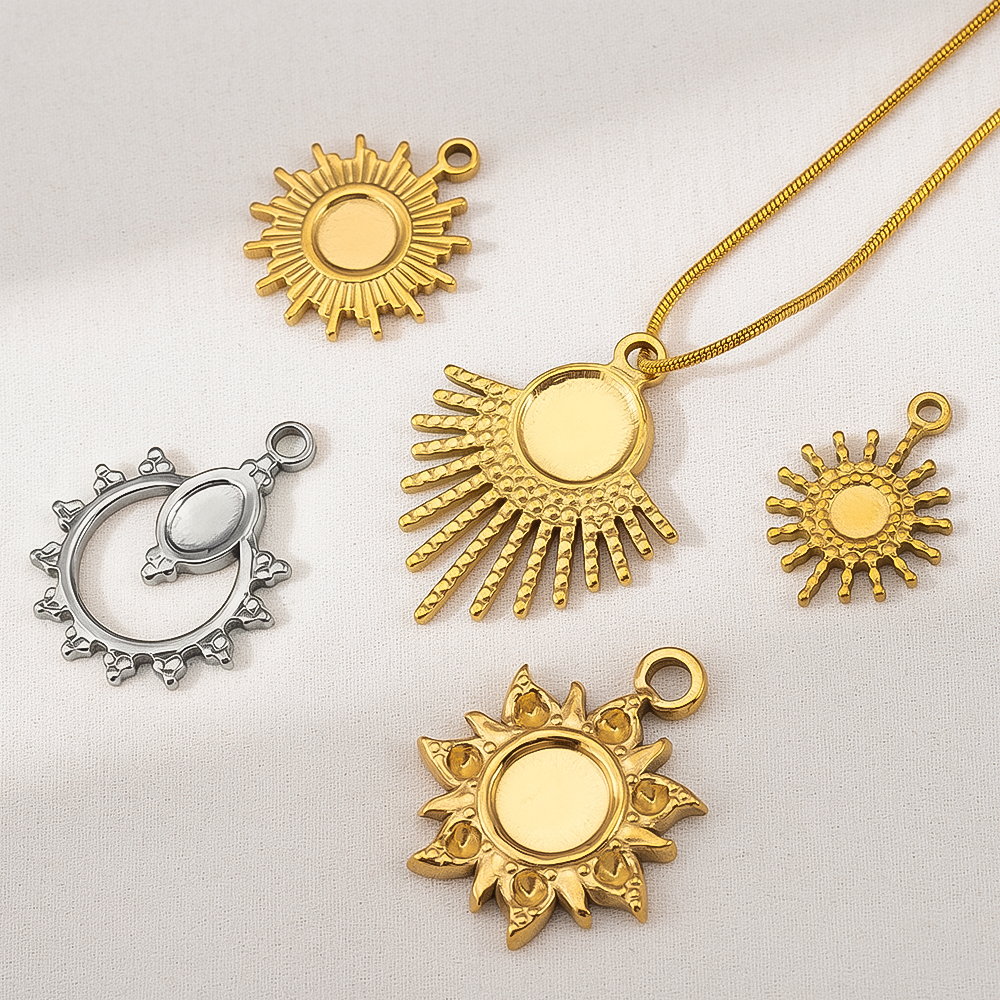 5pcs Stainless Steel Retro Sun – Pendant Blank Bezel recenzja i cena