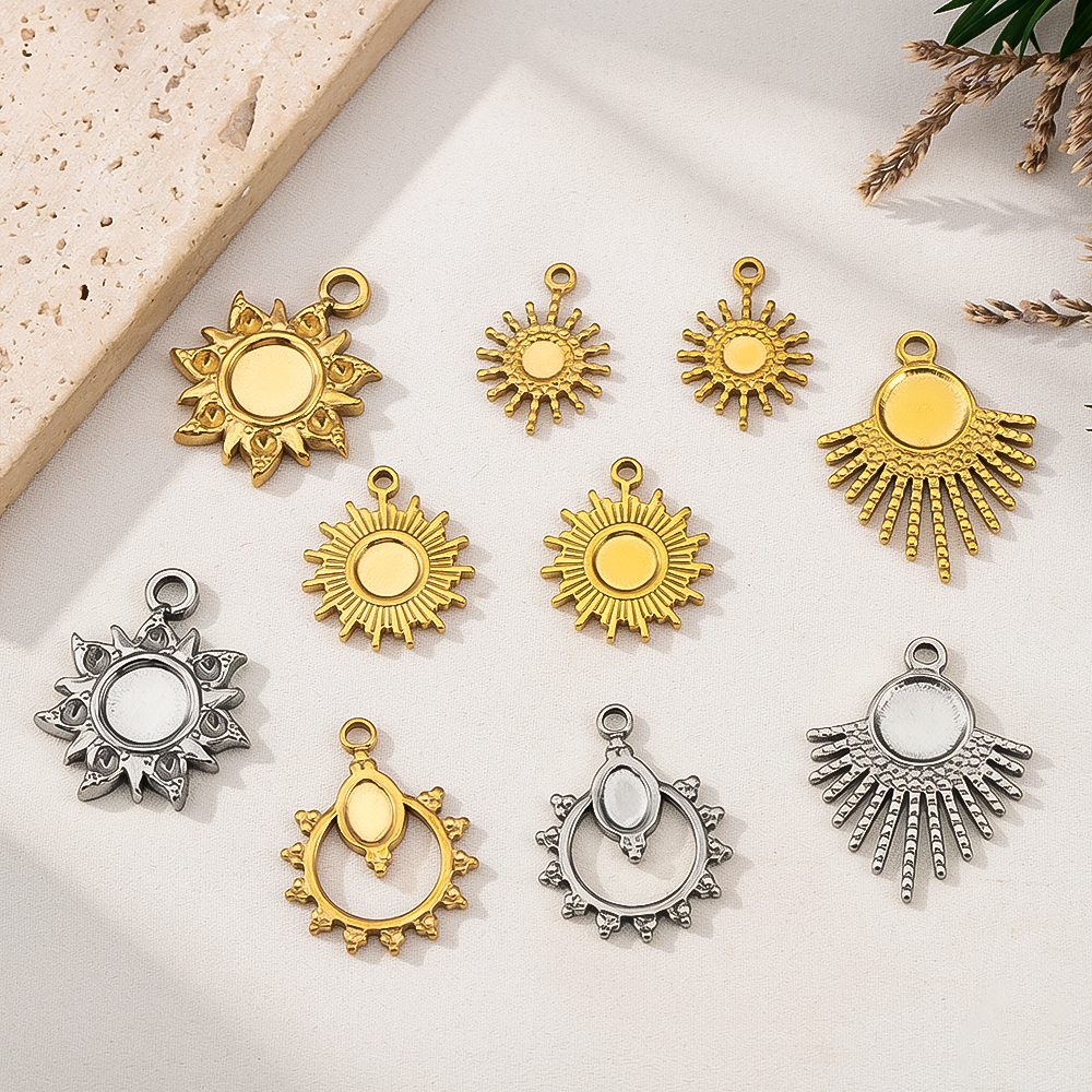 5pcs Stainless Steel Retro Sun – Pendant Blank Bezel recenzja i cena