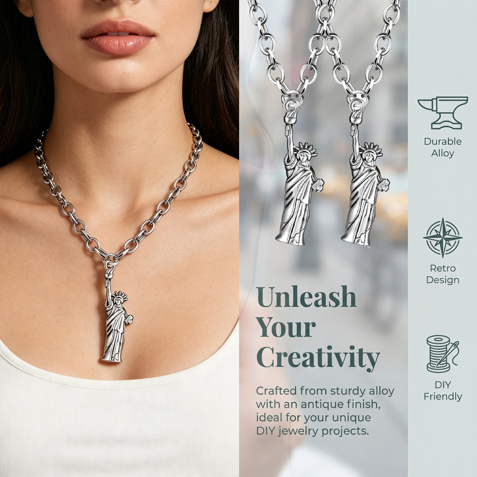 50Pcs Statue of Liberty Charms – Jewelry Making New York recenzja i cena