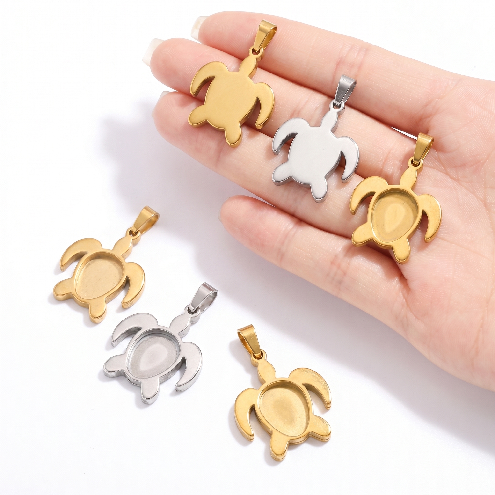 5pcs Stainless Steel Turtle Pe – Pendant Blank Bezel recenzja i cena